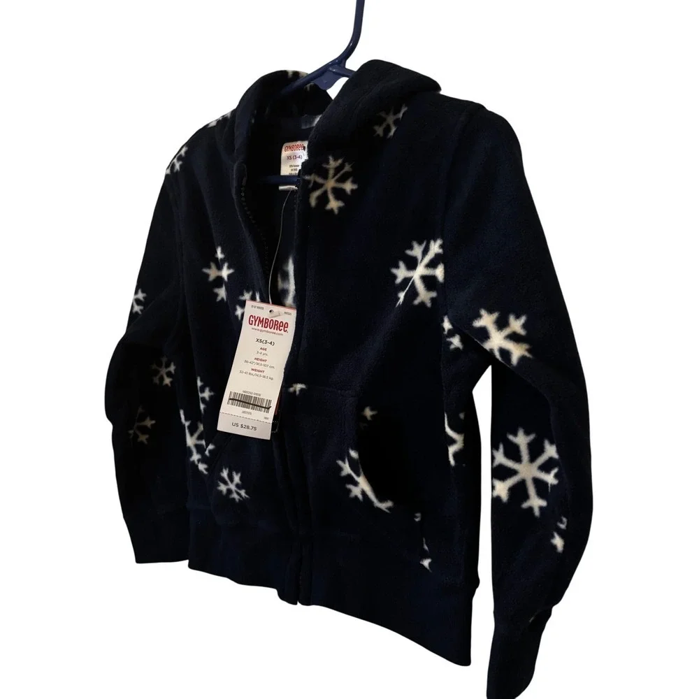 Gymboree Girls Hoodie Jacket‎ XS 3T 4T NWT Navy Blue White Snowflakes